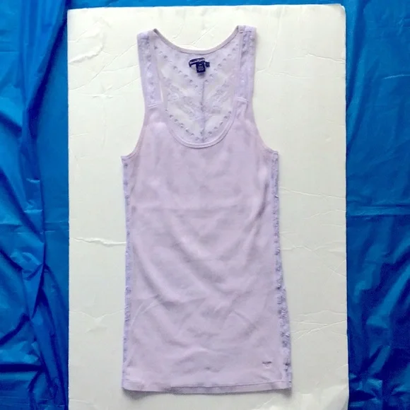 AEO Pretty pastel light lavender tank top with lace detail- S/P - Picture 1 of 9